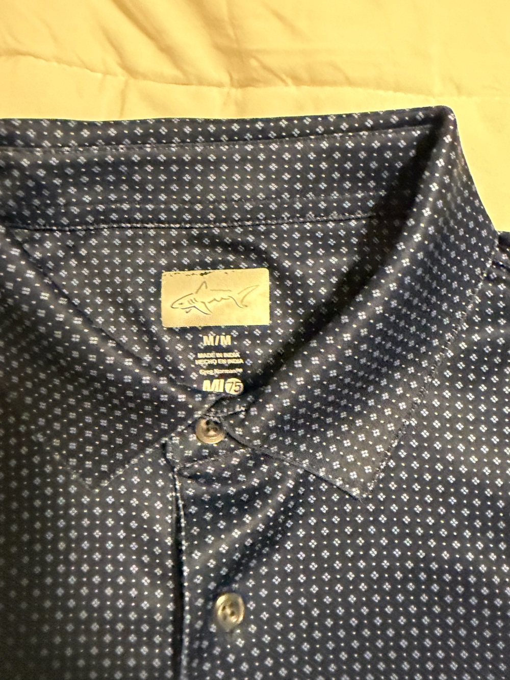 Men's Navy Patterned Golf Polo Shirt